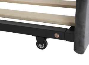 English Elm Twin Size Upholstered Daybed With Trundle & Usb Charging - Plush Velvet, Ideal For Living Room Use W1670S00017-GIGA