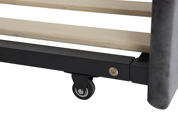 English Elm Twin Size Upholstered Daybed With Trundle & Usb Charging - Plush Velvet, Ideal For Living Room Use W1670S00017-GIGA