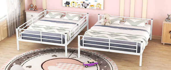 English Elm Full Xl Over Queen Iron Bunk Bed Convertible Metal Frame for Shared Kids Rooms LT000248AAK