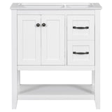 English Elm 30" Bathroom Vanity Without Sink Top, Cabinet Base Only, Vanity With Multi-Functional Drawer, White