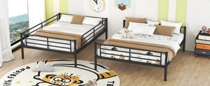 English Elm Full Xl Over Queen Iron Bunk Bed Convertible Metal Frame for Shared Kids Rooms Black LT000248AAB