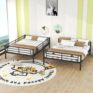 English Elm Full Xl Over Queen Iron Bunk Bed Convertible Metal Frame for Shared Kids Rooms Black LT000248AAB