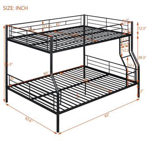 English Elm Full Xl Over Queen Iron Bunk Bed Convertible Metal Frame for Shared Kids Rooms Black LT000248AAB