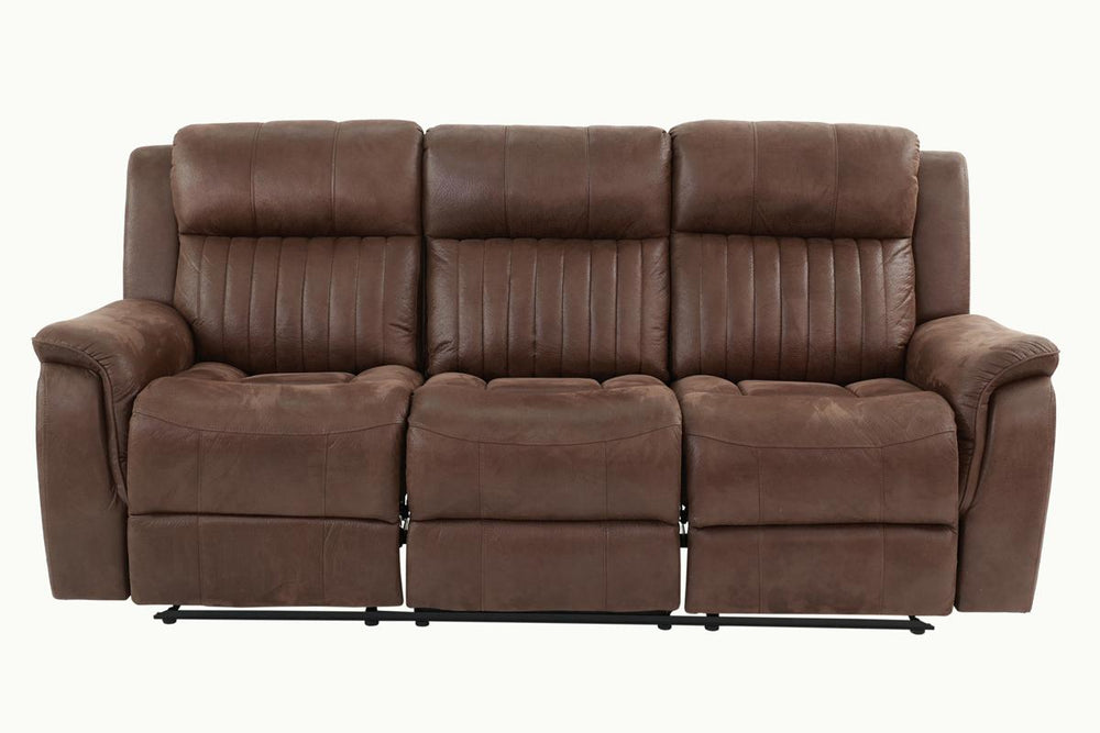 English Elm Contemporary Manual Motion Sofa - Dark Coffee Leatherette Couch For Modern Living Room Comfort B011133391