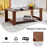 English Elm Modern and Practical Walnut Textured Coffee Tables , Tea Tables. The Double Layered Coffee Table Is Made Of Mdf Material. Suitable For Living Room 43.3"*21.6"*16.5" Ct-16