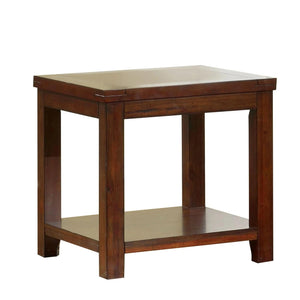 English Elm End End Table Dark Cherry Transitional Solid Wood Open Shelf Natural Wood Grain 23.5x22x24in Elegant Design B011133619