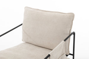 English Elm 2 Plush Upholstered Hanging Armchair with Crushed Foam, Velvet Fabric, Sturdy Steel Frame, 350lb Capacity Beige W1901126483