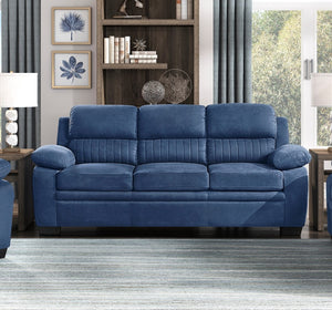 English Elm Modern Channel Tufted Blue Fabric 3 Piece Living Room Sofa Set with Pocket Coil Support B011S01172