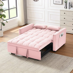 English Elm Modern Velvet Convertible Loveseat Sleeper with Reclining Backrest for Small Spaces W1359P205269