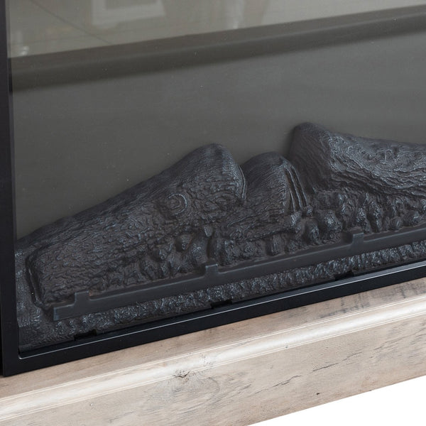 English Elm TVstand,media modern gray entertainment console with 1400W infrared electric fireplace, LED Bluetooth band, 62.6" L storage cabinet for TVs up to 65", safe flame effect, 120V home heating ambiance W679119744