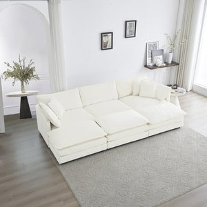 English Elm Comfortable Chenille U-shaped Modular Sectional with Ottomans and Deep Foam Seating W714S00561