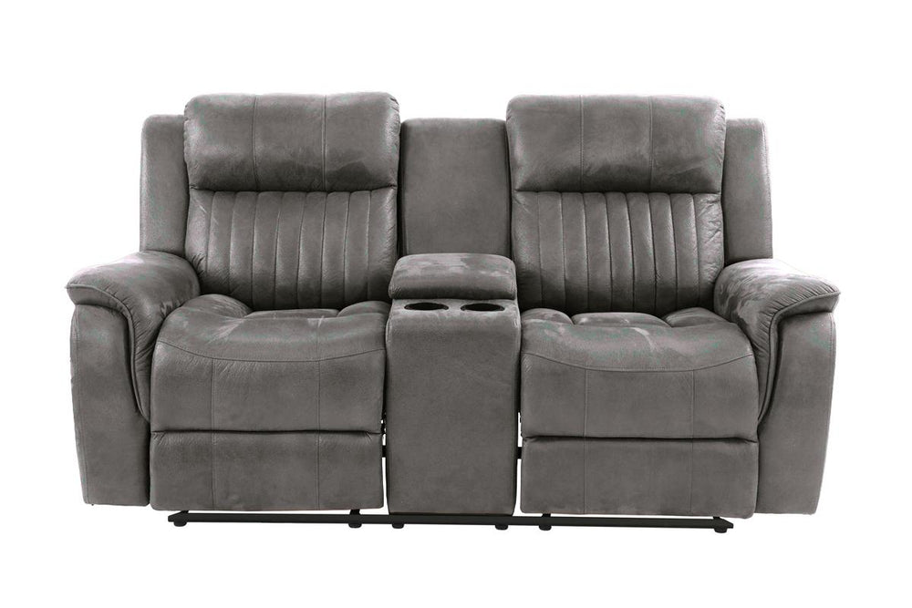 English Elm Contemporary Power Motion Loveseat With Console & Usb Charger - Slate Blue Leatherette Comfort Couch B011133625