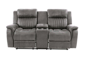English Elm Contemporary Power Motion Loveseat With Console & Usb Charger - Slate Blue Leatherette Comfort Couch B011133625