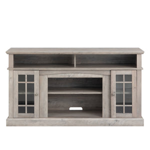English Elm TVstand,media modern gray entertainment console with 1400W infrared electric fireplace, LED Bluetooth band, 62.6" L storage cabinet for TVs up to 65", safe flame effect, 120V home heating ambiance W679119744