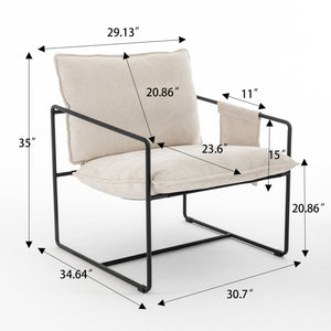English Elm 2 Plush Upholstered Hanging Armchair with Crushed Foam, Velvet Fabric, Sturdy Steel Frame, 350lb Capacity Beige W1901126483