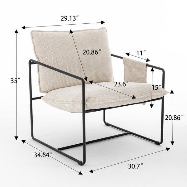 English Elm 2 Plush Upholstered Hanging Armchair with Crushed Foam, Velvet Fabric, Sturdy Steel Frame, 350lb Capacity Beige W1901126483