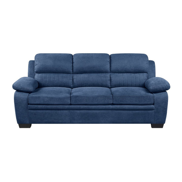 English Elm Comfortable Channel Tufted Blue Fabric Sofa with Pocket Coil Cushions for Living Room B011133629