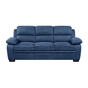 English Elm Modern Channel Tufted Blue Fabric 3 Piece Living Room Sofa Set with Pocket Coil Support B011S01172