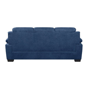 English Elm Comfortable Channel Tufted Blue Fabric Sofa with Pocket Coil Cushions for Living Room B011133629