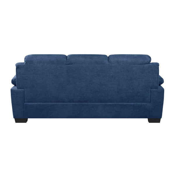 English Elm Comfortable Channel Tufted Blue Fabric Sofa with Pocket Coil Cushions for Living Room B011133629