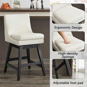 English Elm Upholstered Linen Swivel Counter Stools Set of 2 with Solid Wood Frame for Kitchen W1893123704