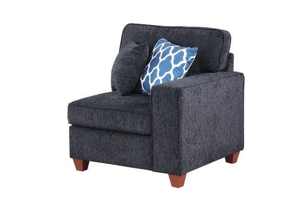 English Elm Lily Chenille Sectional Sofa with Ottoman, Black | USB Cupholder Console, Removable Cushions, Modular B102S00033