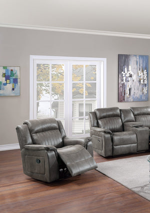 English Elm Contemporary Power Motion Glider Recliner Chair In Slate Blue Leatherette With Usb Charging & Comfort B011133626