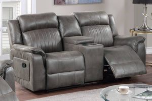 English Elm Contemporary Leatherette Reclining Sofa Set Tufted 2 Piece Living Room Suite B011S02413