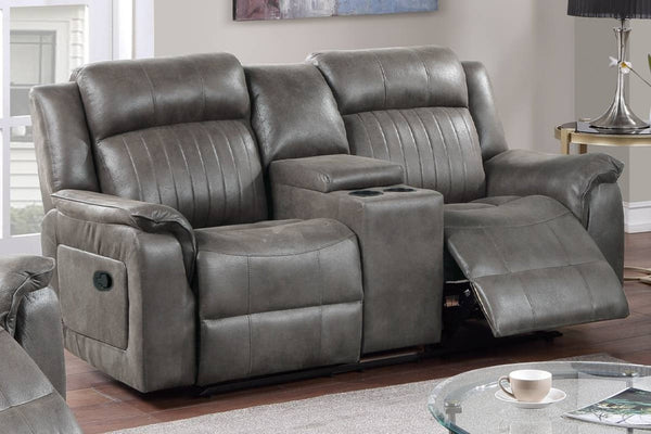 English Elm Contemporary Leatherette Reclining Sofa Set Tufted 2 Piece Living Room Suite B011S02413