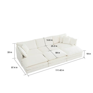 English Elm Comfortable Chenille U-shaped Modular Sectional with Ottomans and Deep Foam Seating W714S00561