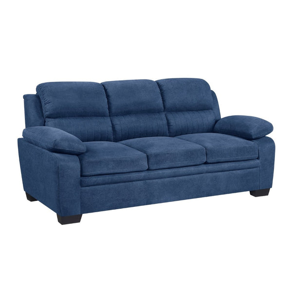 English Elm Modern Channel Tufted Blue Fabric 3 Piece Living Room Sofa Set with Pocket Coil Support B011S01172
