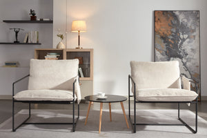English Elm 2 Plush Upholstered Hanging Armchair with Crushed Foam, Velvet Fabric, Sturdy Steel Frame, 350lb Capacity Beige W1901126483