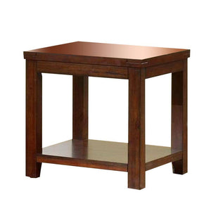 English Elm End End Table Dark Cherry Transitional Solid Wood Open Shelf Natural Wood Grain 23.5x22x24in Elegant Design B011133619
