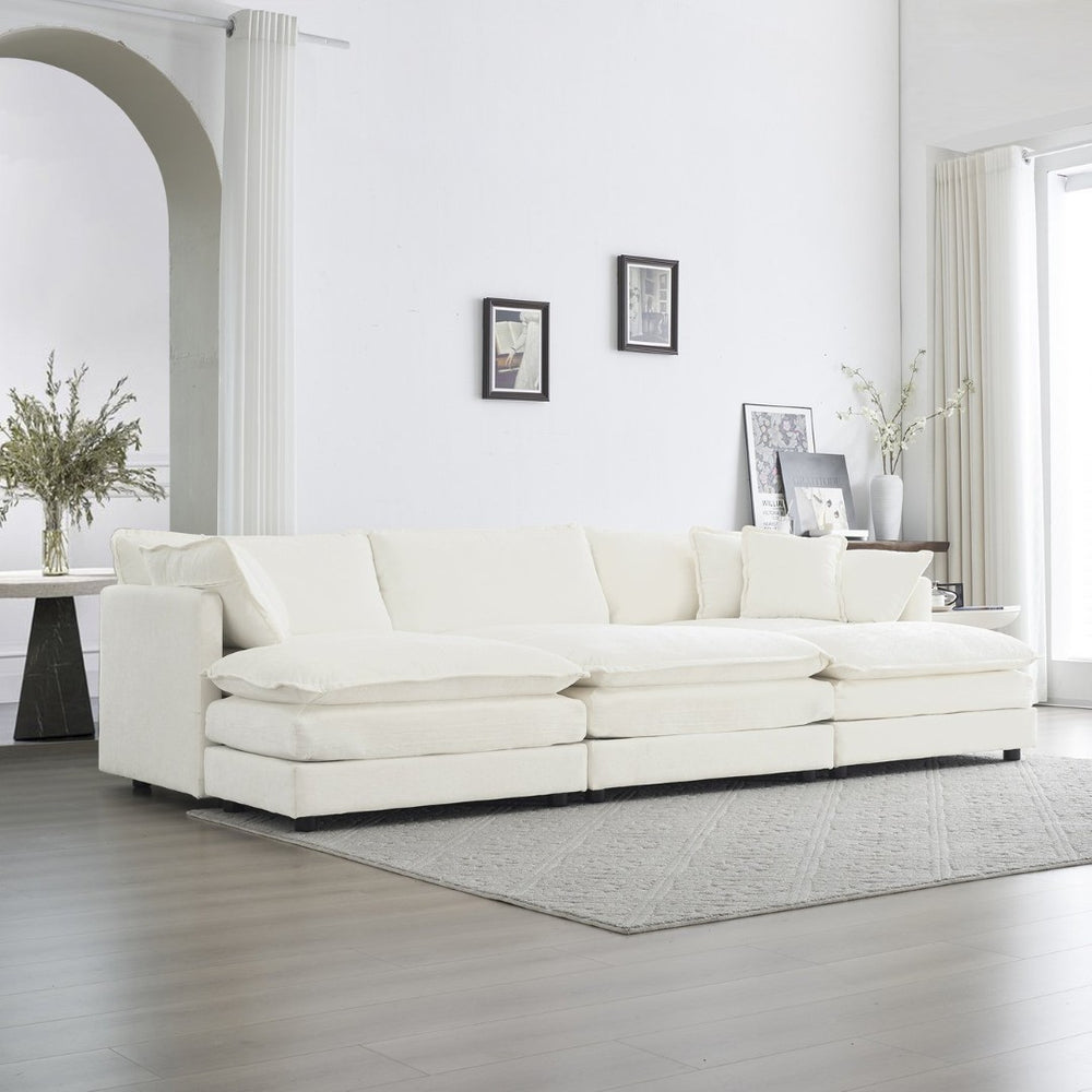 English Elm Comfortable Chenille U-shaped Modular Sectional with Ottomans and Deep Foam Seating W714S00561
