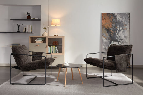 English Elm 2 Plush Upholstered Hanging Armchair with Crushed Foam, Velvet Fabric, Sturdy Steel Frame, 350lb Capacity DARK GREY W1901126482