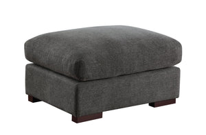 English Elm Tatman Linen Blend Sectional with Block Legs and 4 Toss Pillows—Plush Foam Seats, Easy Assembly Dark Gray B102S00019