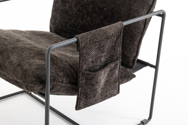 English Elm 2 Plush Upholstered Hanging Armchair with Crushed Foam, Velvet Fabric, Sturdy Steel Frame, 350lb Capacity DARK GREY W1901126482
