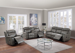 English Elm Contemporary Power Motion Loveseat With Console & Usb Charger - Slate Blue Leatherette Comfort Couch B011133625