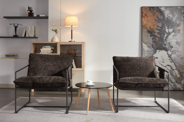 English Elm 2 Plush Upholstered Hanging Armchair with Crushed Foam, Velvet Fabric, Sturdy Steel Frame, 350lb Capacity DARK GREY W1901126482