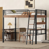 Hearth and Haven Blissful Full Size Loft Bed with Built-in Desk, Storage Shelf and Ladder, Black  GX001120AAB