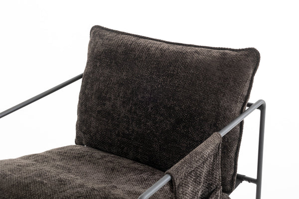 English Elm 2 Plush Upholstered Hanging Armchair with Crushed Foam, Velvet Fabric, Sturdy Steel Frame, 350lb Capacity DARK GREY W1901126482