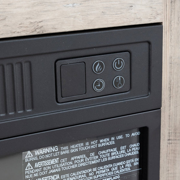 English Elm TVstand,media modern gray entertainment console with 1400W infrared electric fireplace, LED Bluetooth band, 62.6" L storage cabinet for TVs up to 65", safe flame effect, 120V home heating ambiance W679119744