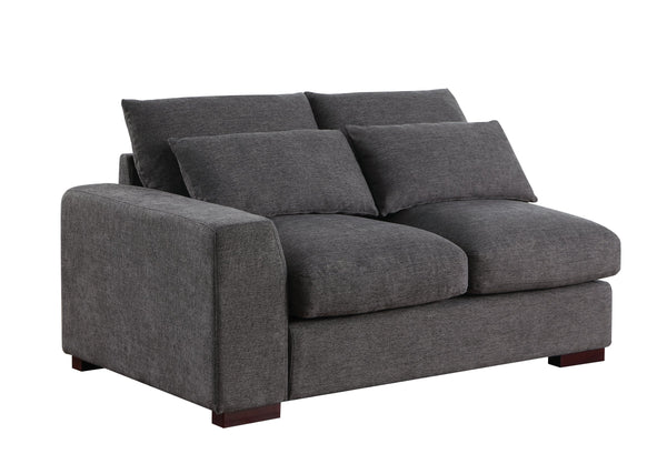 English Elm Tatman Linen Blend Sectional with Block Legs and 4 Toss Pillows—Plush Foam Seats, Easy Assembly Dark Gray B102S00019