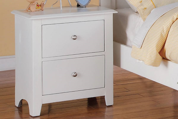 English Elm Bedroom Modern White Nightstand 2-Drawer Pine & Birch Veneer Bedside Table 22x16x25" Storage B011133627