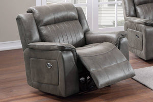 English Elm Contemporary Power Motion Glider Recliner Chair In Slate Blue Leatherette With Usb Charging & Comfort B011133626