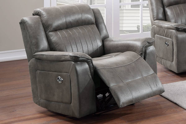 English Elm Contemporary Power Motion Glider Recliner Chair In Slate Blue Leatherette With Usb Charging & Comfort B011133626
