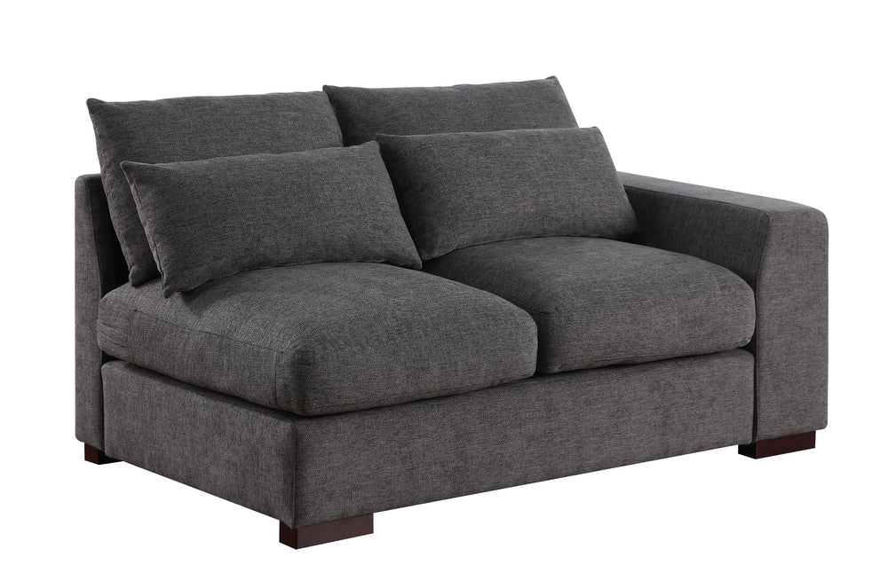 English Elm Tatman Linen Blend Sectional with Block Legs and 4 Toss Pillows—Plush Foam Seats, Easy Assembly Dark Gray B102S00019