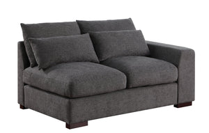 English Elm Tatman Linen Blend Sectional with Block Legs and 4 Toss Pillows—Plush Foam Seats, Easy Assembly Dark Gray B102S00019