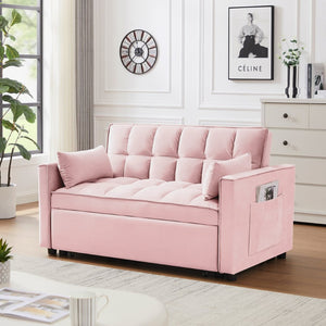English Elm Modern Velvet Convertible Loveseat Sleeper with Reclining Backrest for Small Spaces W1359P205269