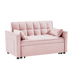 English Elm Modern Velvet Convertible Loveseat Sleeper with Reclining Backrest for Small Spaces W1359P205269